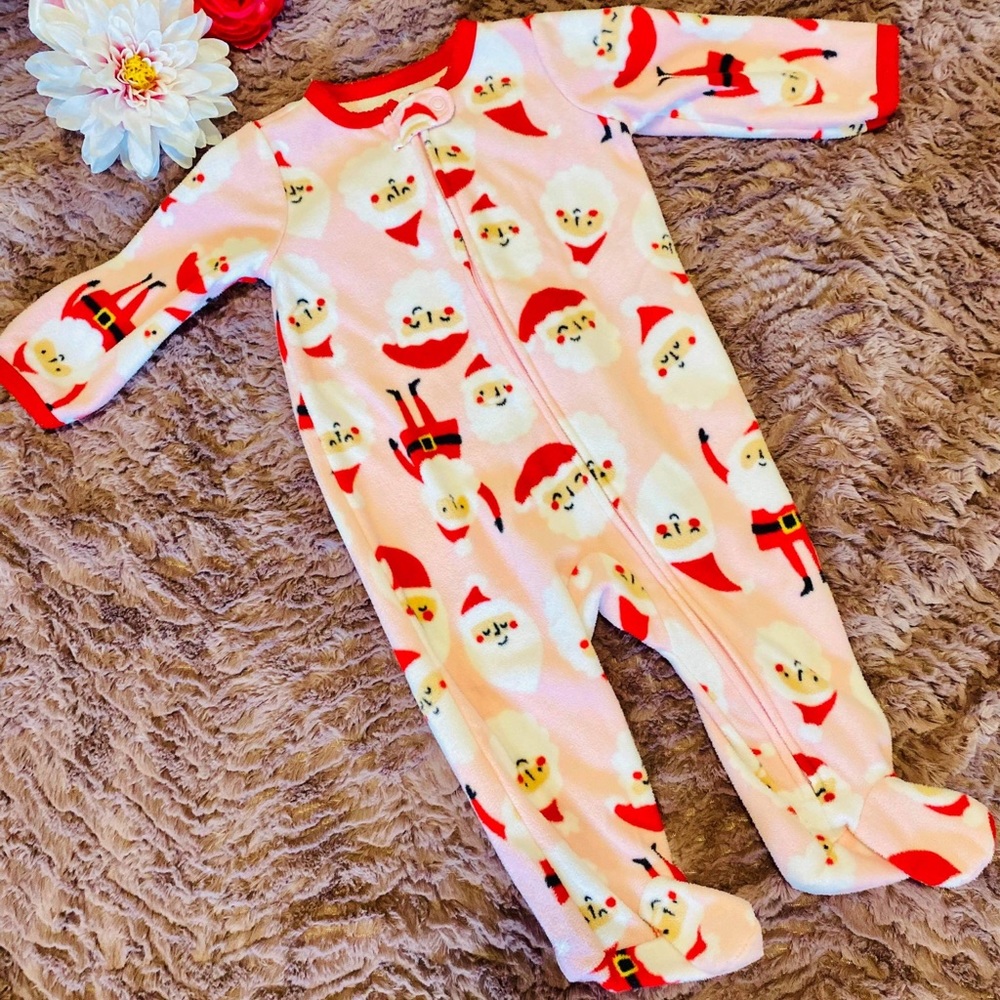 Carter's 6 month santa fleece footed onesie